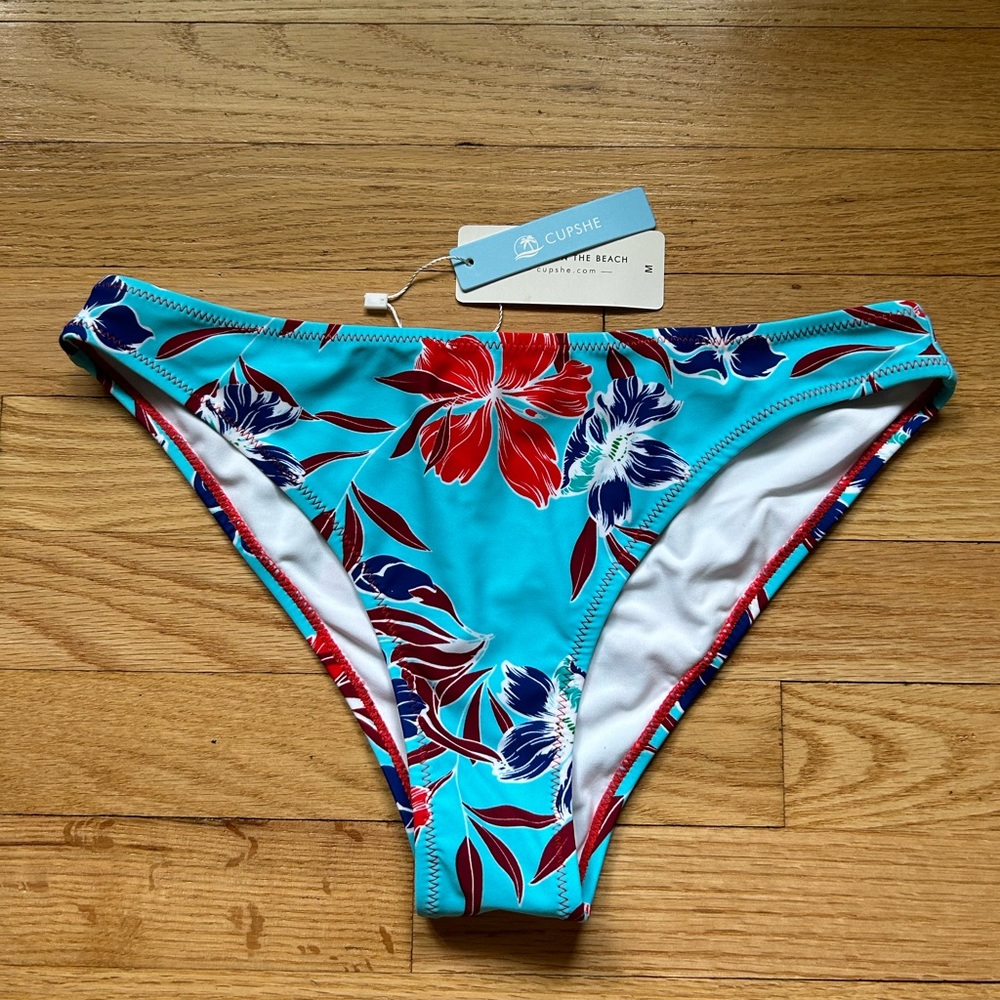New Cupshe Blue Floral Bathing suit Bottom